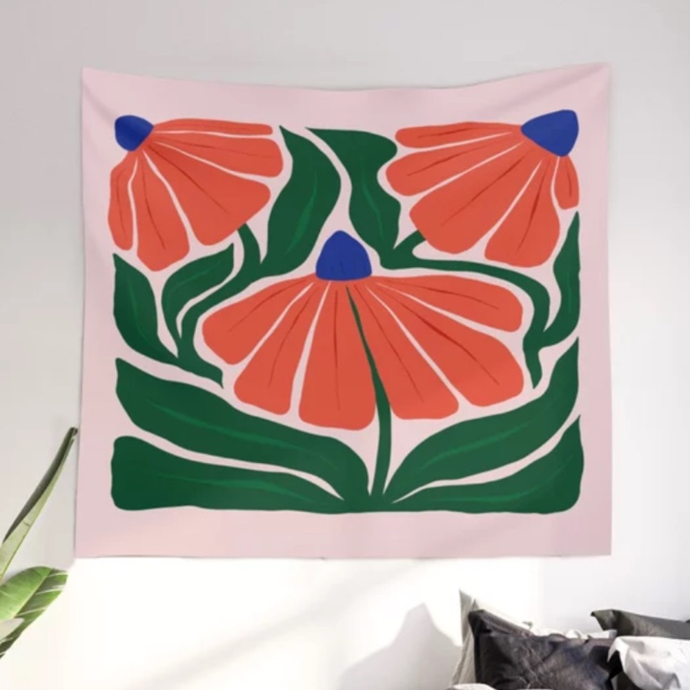 Society 6 Carmine Lily Floral Wall Tapestry